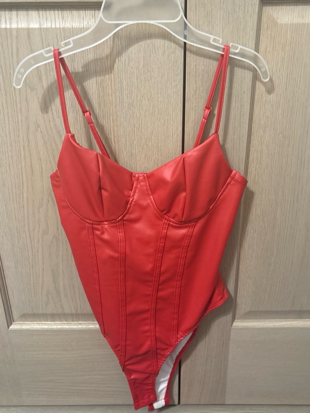SHEIN Red Satin Bodysuit
